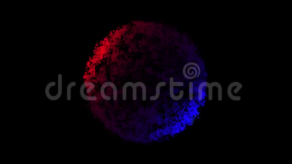 带有粒子的抽象球体黑色背景下的动态圆周运动动画视频的预览图