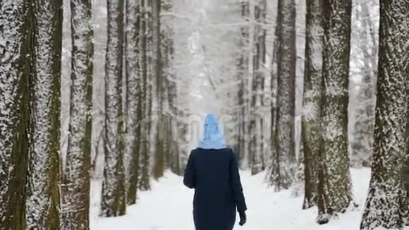 在树林里散步的女孩视频的预览图
