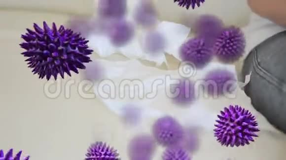 紫色病毒和生病的女人视频的预览图