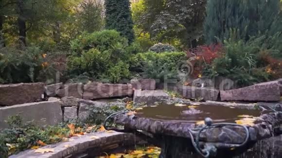 安静的角落有一个小喷泉在教堂的花园在彼得罗夫斯基公园莫斯科俄罗斯视频的预览图
