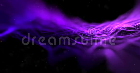 摘要流阵彩色闪光紫罗兰色粉红色紫色线与黑色背景科学研究的粒子视频的预览图