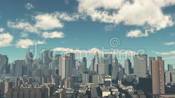 时间推移云飞越城市建筑和摩天大楼纽约市场景视频的预览图