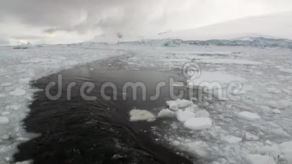 在阿根廷船冰运动和雪海岸线对水的跟踪波视频的预览图