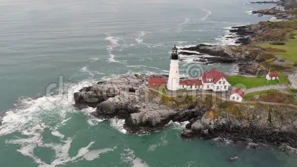 著名的波特兰头灯大西洋海岸灯塔视频的预览图