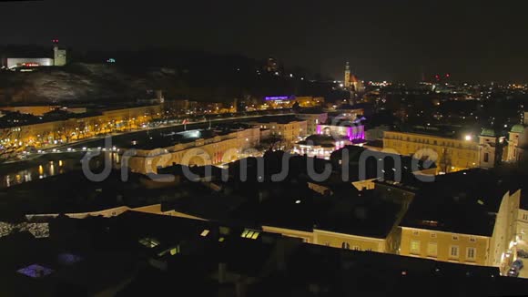 萨尔茨堡时代奥地利大旅游城市的夜生活视频的预览图
