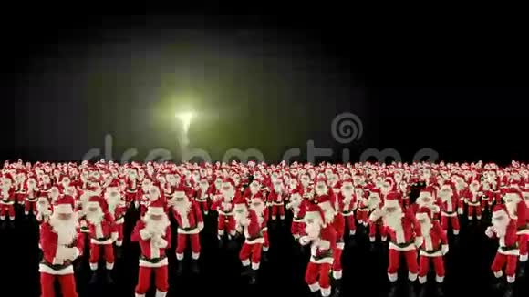 圣诞老人队列圣诞派对摄像头飞过烟花表演视频的预览图