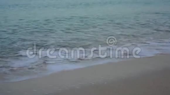 日出时沙滩上的海浪视频的预览图