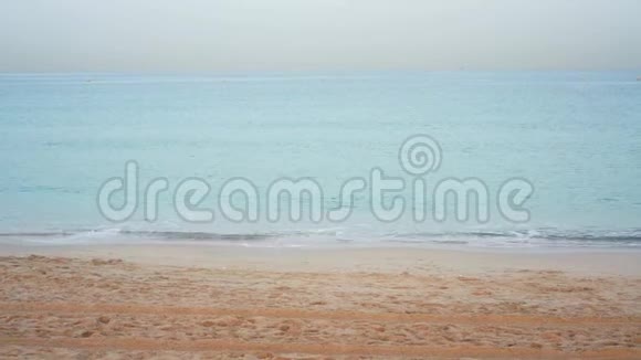 日出时沙滩上的海浪视频的预览图