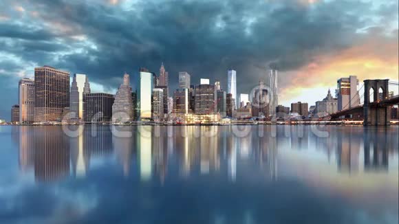 纽约市中心全景摩天大楼时间流逝美国视频的预览图
