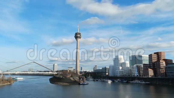 杜塞尔多夫城市景观与媒体海港景观视频的预览图