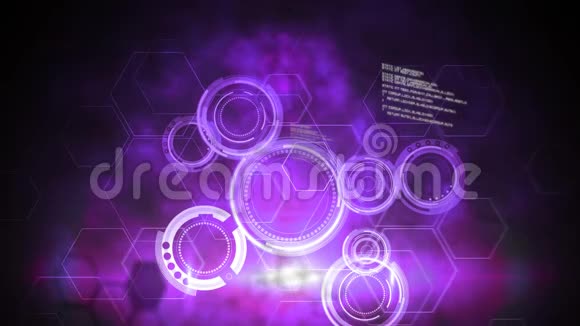 紫色圆圈和数据的动画视频的预览图