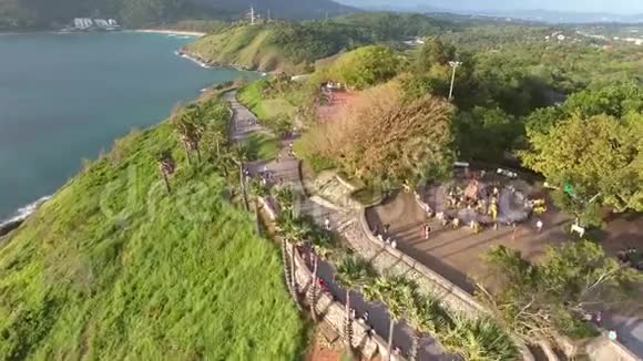 普洛斯彼普角泰国普吉岛的流行旅游日落观景点空中视野4K视频的预览图