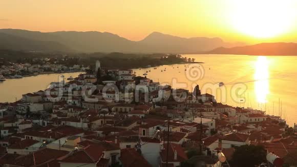 希腊爱琴海波罗岛日落视频的预览图