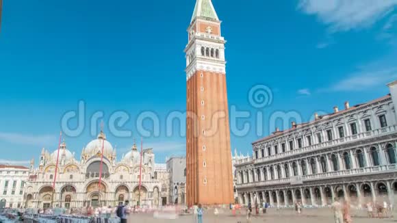 圣马可坎帕尼勒时代塔圣马克大教堂在圣马可广场在威尼斯视频的预览图