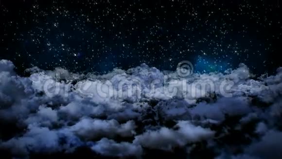 无缝3D动画云星影在夜景中的空中观照视频的预览图