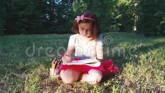 小女孩在大自然中画画视频的预览图