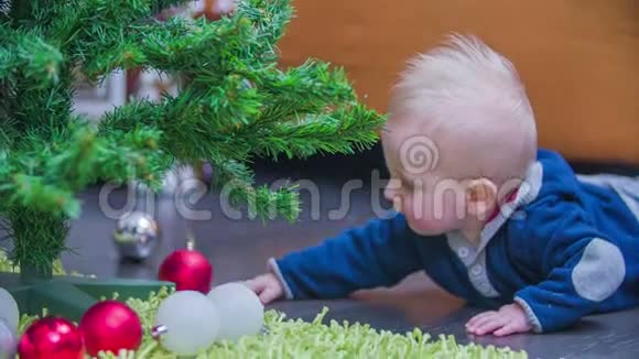 在树下玩圣诞装饰品视频的预览图
