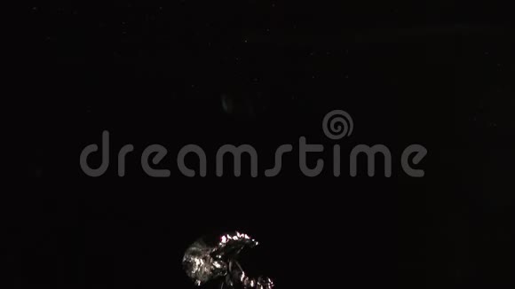 从黑色背景拍摄的水中落下的豆子视频的预览图