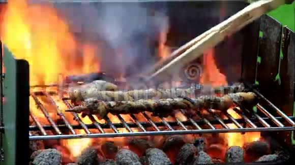 烧烤架上的猪肉视频的预览图