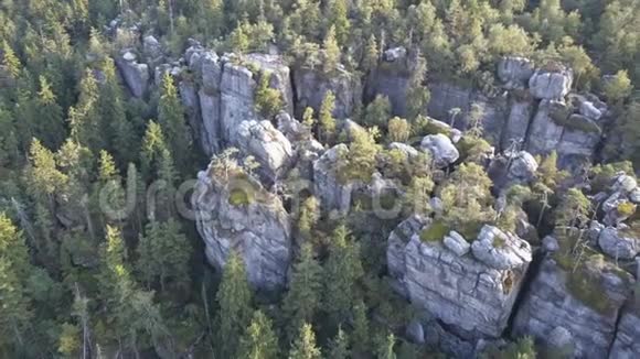 在表山国家公园的SzczeliniecWielki上形成了惊人的岩石波兰Sudetes旅游景点视频的预览图