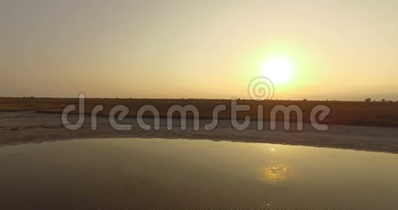 夏季黑海岸的一幅粗糙的日落景色还有许多棕色的湿地视频的预览图
