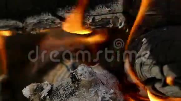 夏季在室外用火焰叉烧木炭视频的预览图