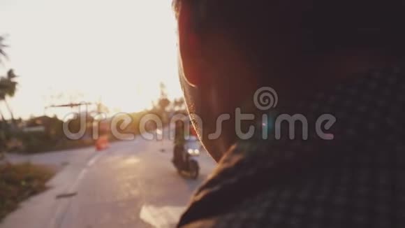 在美丽的日落中美丽的日落缓慢运动泰国科芬根1920x1080视频的预览图