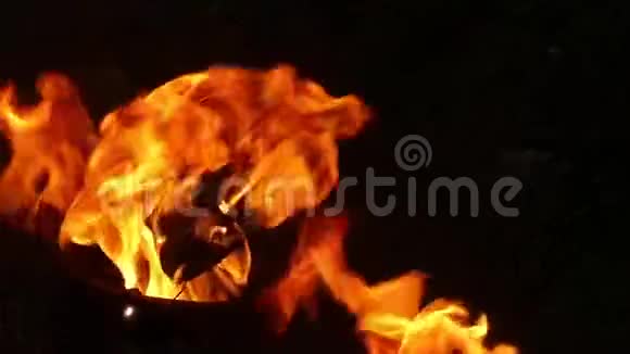 从黑色金属碗中升起的火焰站在斯隆莫森林的草坪上视频的预览图
