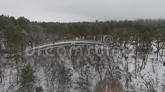 冬天公园里的桥航空视频的预览图