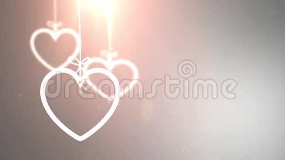 纸情人节的心落下来挂在绳子白色的背景视频的预览图