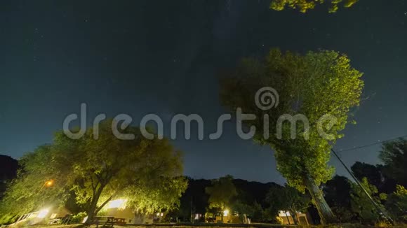 树木银河和星星的夜间流逝视频的预览图