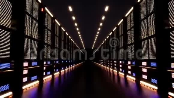 一个巨大的数据中心在黑暗的房间里有服务器视频的预览图