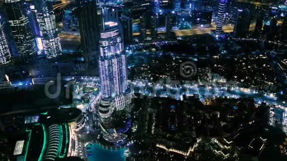 阿联酋迪拜之夜城市全景视频的预览图