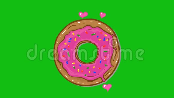 甜甜圈动画带着心的甜甜圈视频的预览图
