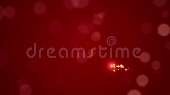 在红色背景下闪耀的圣诞树视频的预览图