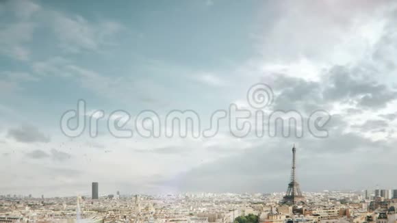 飞机起飞巴黎埃菲尔铁塔视频的预览图