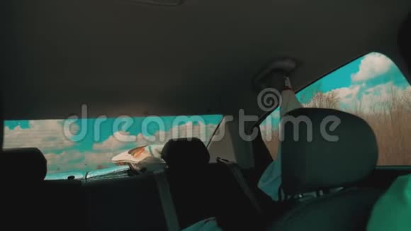 汽车沿着道路行驶从舱内观看慢动作视频生活方式视频的预览图