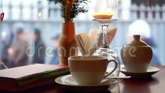 浪漫咖啡馆咖啡蜡烛视频的预览图