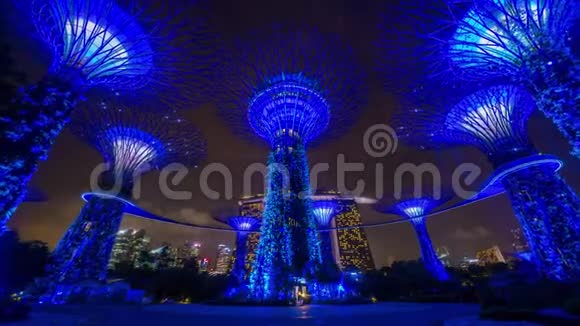 新加坡超级树在夜间移动时间推移视频的预览图