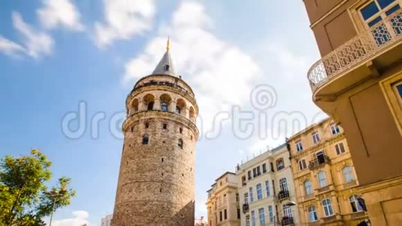 缩小土耳其伊斯坦布尔著名旅游景点加拉塔塔的时间间隔视频的预览图