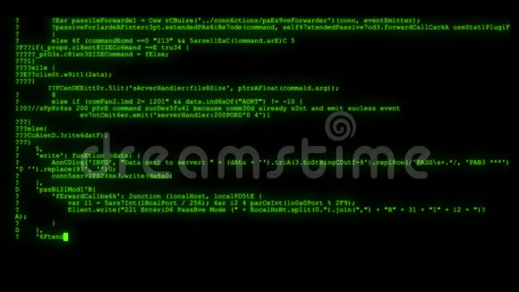 加密快速长时间滚动编程安全黑客代码数据流在绿色显示新的质量数字视频的预览图
