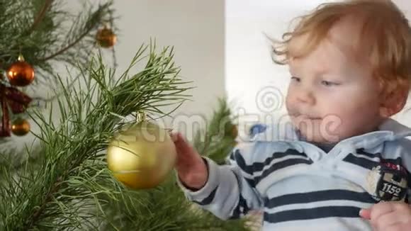 用婴儿装饰圣诞树视频的预览图