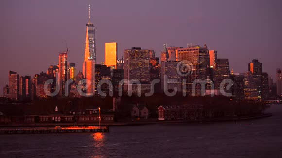 纽约日落天际线纽约曼哈顿美国视频的预览图