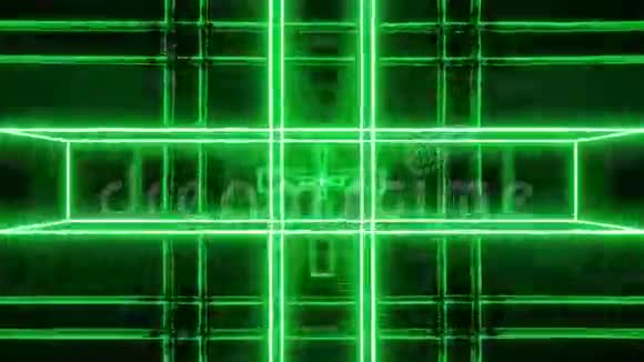 绿色发光的基督教圣十字三维渲染背景壁纸俱乐部视觉循环视频的预览图