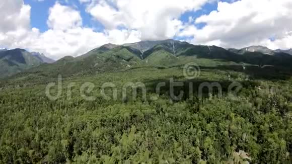 空中射击飞到山上去无人机飞过森林视频的预览图