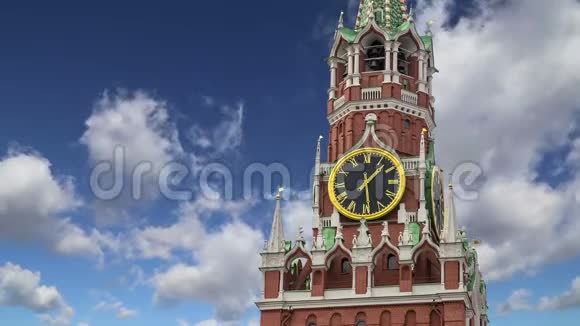 斯帕斯卡亚塔对天空莫斯科克里姆林宫俄罗斯日视频的预览图