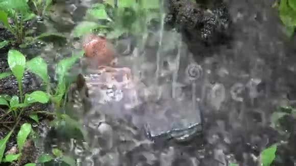俄勒冈州的夏雨倾泻在岩石上视频的预览图