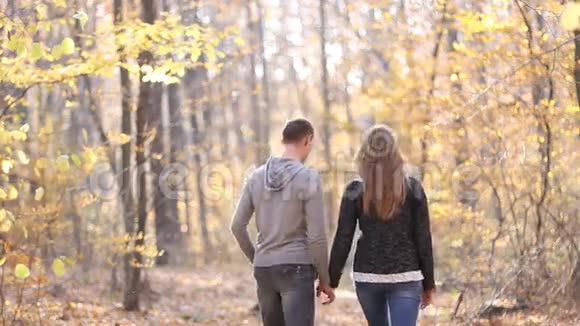 在树林里的一对年轻夫妇视频的预览图