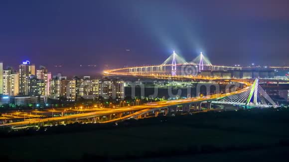 韩国仁川大桥的时差变焦视频的预览图