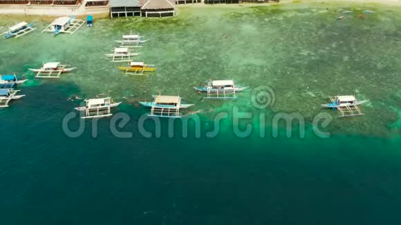 菲律宾摩尔博阿尔珊瑚礁游客浮潜视频的预览图